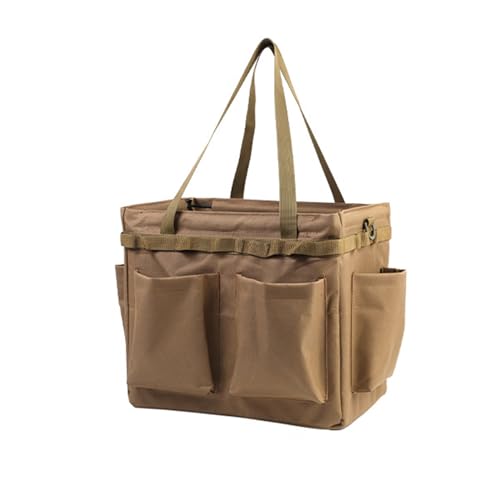 Bolsa de Transporte de Camping, Bolsa de Almacenamiento de Picnic de múltiples Bolsillos Multi Funcional y de Gran Capacidad con Orificios Colgantes Multitool Outdoor-Organizer,Beige,Without Lid