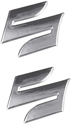 Moto Autocollant 2pcs / Set S Logo 3D Body Moto Coffre Décor Styling Stickers Autocollant for Suzuki (Color : Silver)