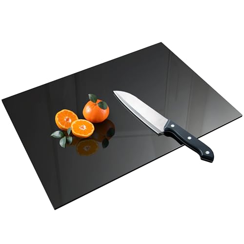 Tempered Glass Cutting Board Non-Slip Worktop Saver Chopping Board Countertop Saver Scratch Resistant Heat Resistant Shatter Resistant Dishwasher Safe 40 * 30cm Black