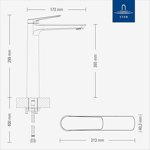 Robinet lavabo surélevé Villeroy & Boch Oasis noir mat bec 245 mm - 7