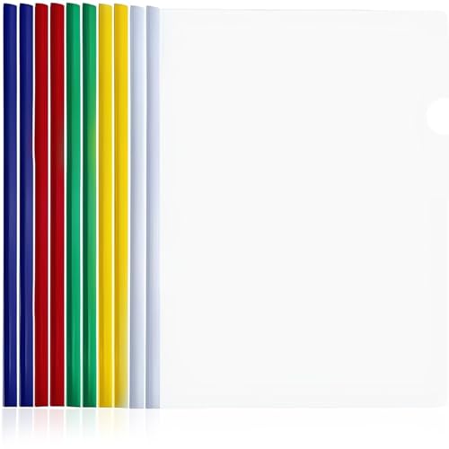 IBXWMNG 10 Pièces Plastique A4 Rapport Couverture et Dossier De Fichier Avec Barre Coulissante, Couvertures Pour Reliure et Rapport avec Clip pour École et Bureau Documents