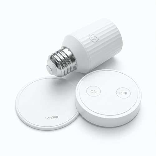 LoraTap Douille Ampoule Sans Fil avec Télécommande, Adaptateur E26/E27 pour Plafonniers, Placards...