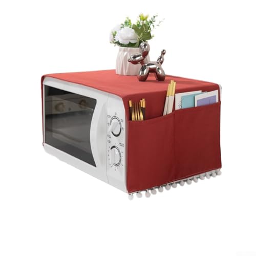 Honseadek Funda de Navidad para microondas, a prueba de salpicaduras, poliéster y algodón, 30 x 90 cm, para protección del hogar y la oficina (rojo claro)