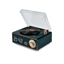 Bigben Enceinte Bluetooth réveil en Forme de Tourne Disque Vert foncé - Les Beatles, Paul McCartney, John Lennon, RIngo Starr, George Harrison