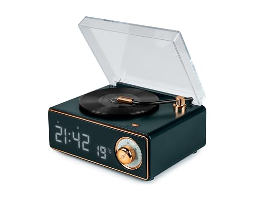 Big Ben Enceinte Bluetooth réveil en Forme de Tourne Disque Vert foncé