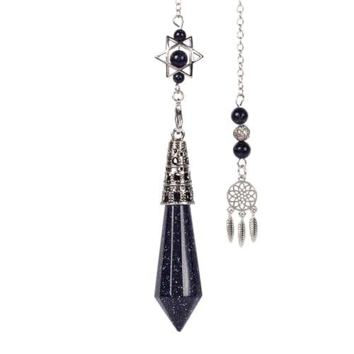 合成ブルーゴールドストーンクリスタル12ファクテッドセラピーヒーリング7チャクラダウジング占いチャクラレイキポイント振り子6.6cm