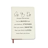 BNQL Bear Friend Leather Notebook Inspirational Always Remember You Are Braver Than You Believe Leather Notebook Friendship Gifts (friend notebook)