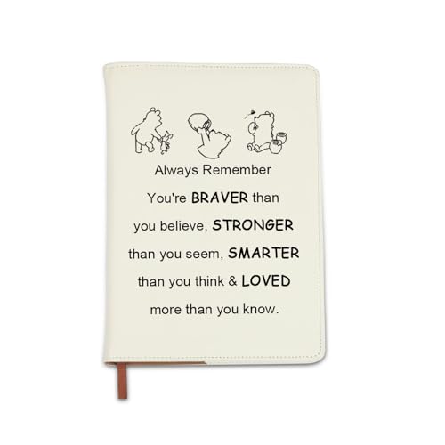 BNQL Bear Friend Leather Notebook Inspirational Always Remember You Are Braver Than You Believe Leather Notebook Friendship Gifts (friend notebook)