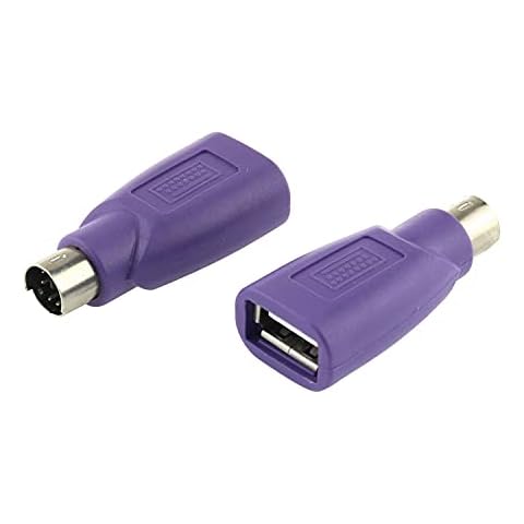 DGZZI USB to PS2 Adapter 2PCS Purple USB Female to PS/2 Male Converter Adapter for Mouse and Keyboard Cover