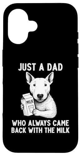 Inglés Bull Terrier Papá Leche Broma Día del Padre Amante de los perros Carcasa para iPhone 16