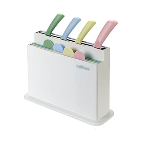 Tabla de cortar Juego de tablas de cortar de plástico con soporte Tabla de cortar de doble cara para cocina con índice Codificado por colores Icono de alimentos suministros de cocina