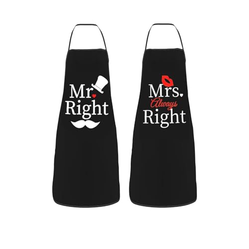 NALACAL Mr. and Mrs. Kitchen Aprons 2PCS Couples Kitchen Apron Gift Set Matching Aprons His and Hers, One Size