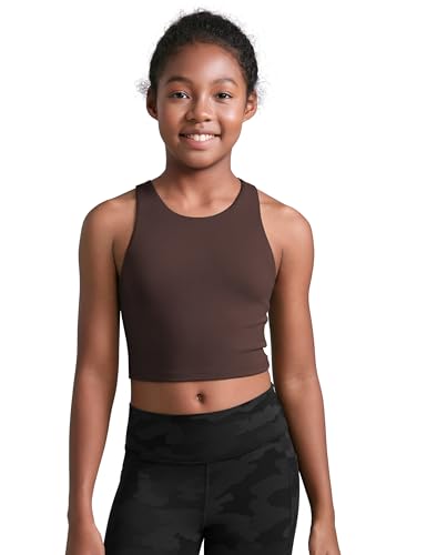 Image of CRZ YOGA Girls Butterluxe Double Lined Crop Tank | Dance, Extremely Soft, Tight Fit, High Neck, Athletic, Sleeveless Tops for Teen