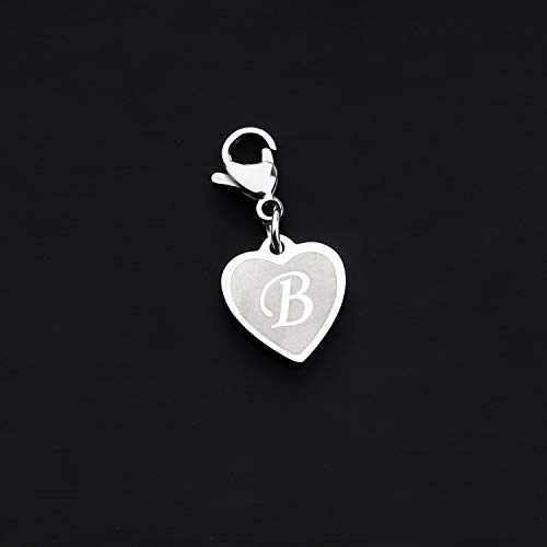 FAADBUK Initial Letter A-Z Alphabet Heart Charms for Jewelry Bracelet Keychain Necklace Initial Stainless steel Clasp Clip on Charm (intial B) by FAADBUK - Used condition - Image 3