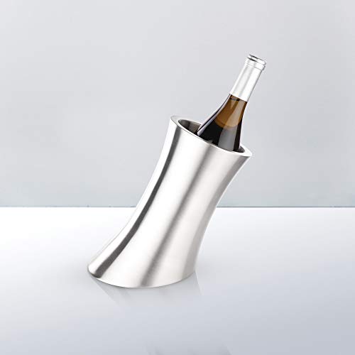 Viski Convex Wine Chiller, Double Walled Insulated Wine Bottle Holder, Stainless Steel Wine Accessory #TOP1