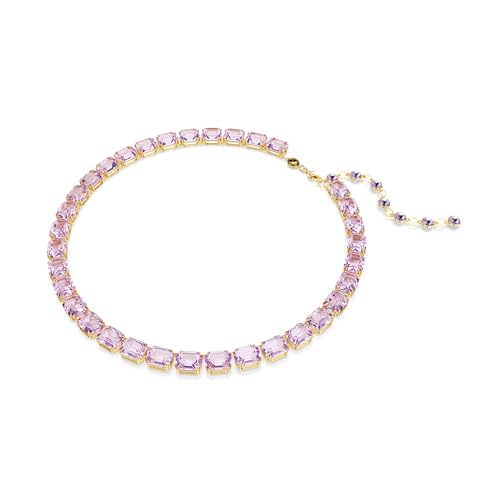 Swarovski Millenia Tennis necklace, Octagon cut, Purple, Gold-tone finish2