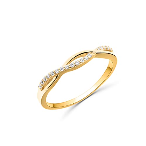Bague tresse pour femme le cadeau idéal en argent plaqué or et zircons brillants