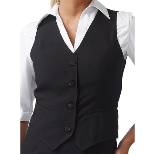 Toocool Weste für Damen, ärmellos, Arbeit, Business, elegant, Kellnerin, Restaurant, 4390, Schwarz , XX-Large