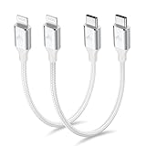 2Pack Short USB C to Lightning Cable 1ft, PD USB C to iPhone Charger Cable MFi Certified, Nylon Braided Short iPhone Charger Cord Fast Charging for iPhone 14 13 12 11 Pro Max XR XS X 8 Plus SE iPad