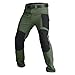 FQZWONG Men's Construction Work Utility Pants Relaxed Fit Stretch Flex Cordura Double Knee Reinforcement Carpenter Cargo（Green,Small