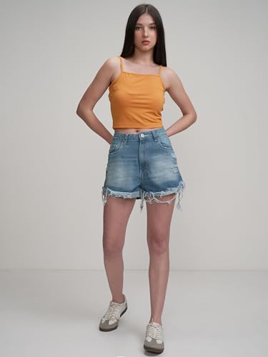 Image of Tokyo Talkies Women's Regular Fit Denim Shorts | Women Casual Shorts