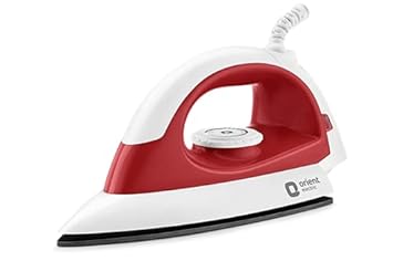 Orient Electric Panache 1000-Watt Dry Iron with a Weilburger Coated Sole Plate | Modern and easy-to-use press iron | Adjustable Temperature Control & Enhanced Safety | 2-year Warranty (Red)