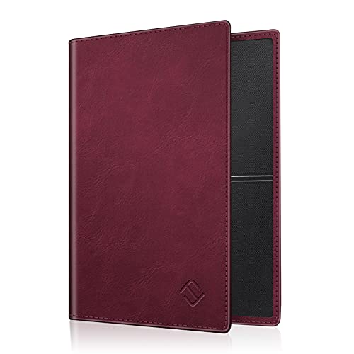 FINTIE Fahrzeugschein Hülle für Zulassungsbescheinigung - Ultradünne Leichte Fahrzeugscheinetui Kreditkartenetui aus Kunstleder Tasche für KFZ Fahrzeugschein/Ausweis/Karten, Bordeaux