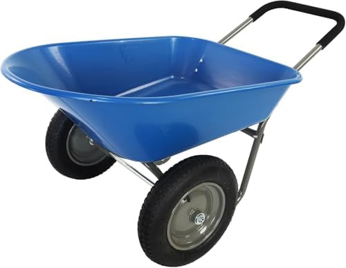 Heavy Duty Dual Wheel Garden Wheelbarrow - 300 LBS Capacity, Pneumatic Tires for High Stability, Utility Cart for Yard, Soil, Plants & Tools (Green)