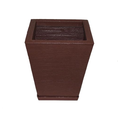 Vaso Planta Decorativo Jardim Polietileno Coluna Quadrada 22X28 Cor:Marrom