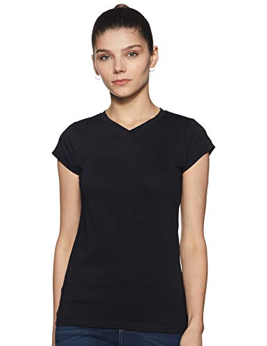 Image of Miss Chase Women's Maroon Super Soft V-Neck Short Sleeves Cotton Solid Regular Fit T-Shirt