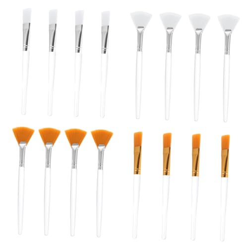 HAPINARY 16pcs Fan Shape Makeup Brushes Set Facial Brush Easy Reusable Beauty Tools for Smooth Masks