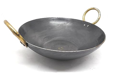 Image of NYRA PureTraditional Black Iron Kadhai for Cooking | Induction Compatible | Heavy Base | Loha Kadai Lokhand /Lokhandi with Handle (Large)