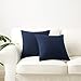 Longhui bedding Linen Blend Throw Pillow Cover, Navy Blue 18” x 18” Decorative Pillows, Set of 2, Zippered Square Sofa Couch Bed Cushion Pillowcases
