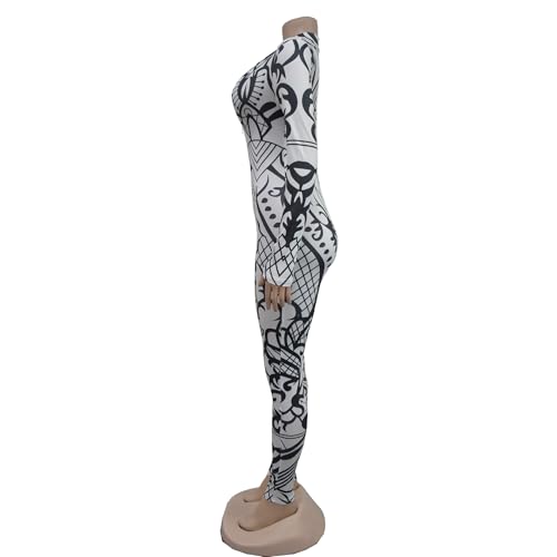 Mono largo ksotutm para mujer con estampado de otoño y escote en V 5