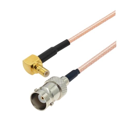 QYZLVCES(���X) BNC�I�X - SMB�I�X ���p90�x�v���O RG316�P�[�u�� ���������R�[�h �W�����p�[�R�l�N�^ �s�O�e�[���A�_�v�^(BNC F to SMB M90,5M)