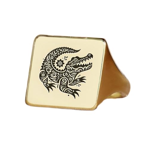 Bague alligator carrée argent 925 plaqué or chevalière homme femme fait main