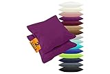 npluseins 2er Pack Kissenbezüge aus Jersey-Baumwolle in unifarbenem Design 1179.1539, ca. 80 x 80 cm, lila