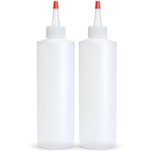 Condiment Squeeze Bottles, 8 OZ Empty Squirt Bottle, Red Top Cap, Leak Proof - for Ketchup, Mustard, Syrup, Sauces, Dressing, Oil, Arts & Crafts, BPA FREE Plastic - Perfect for Kitchen - 2 PACK