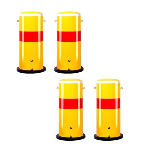 Snaweo 安全ボラードポスト、駐車場ポール、バリケード、金属製ボラードポスト、取り外し可能なボラード、反射ストリップと吊り下げ式リンを備えた駐車ボラード、交通に敏感なエリアに最適(50CM 4pcs)