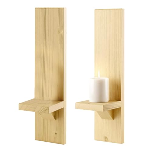 Porta della candela a parete in legno - portacandele per pilastri da parete vintage. 2 muro rustico applice a candele | Portamedri per candele in legno a parete da fattoria per del soggi