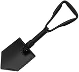 USGI Industries Military Style Shovel | Tri-Fold Entrenching Tool with Serrated Edge | Lightweight, Foldable, Compact, Multi-Use Perfect for Camping, Survival, Trenching (E-Tool)