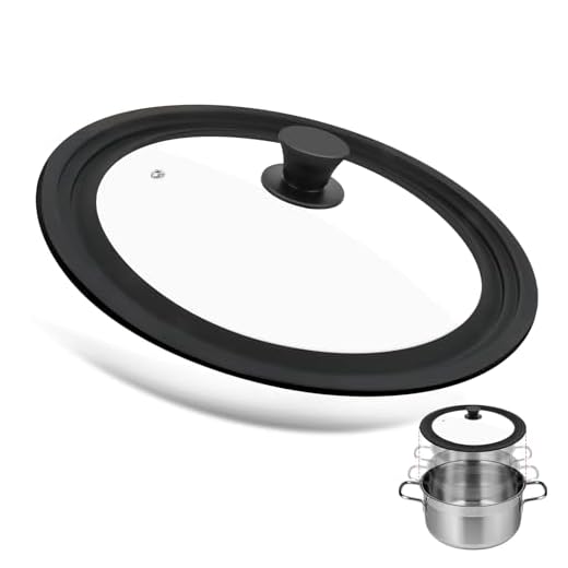 Universeel deksel zwart, universeel glazen deksel voor potten en pannen met een diameter van 28/30/32 cm, hittebestendig glazen deksel met siliconen rand en stoomgat, universeel voor veelzijdig koken