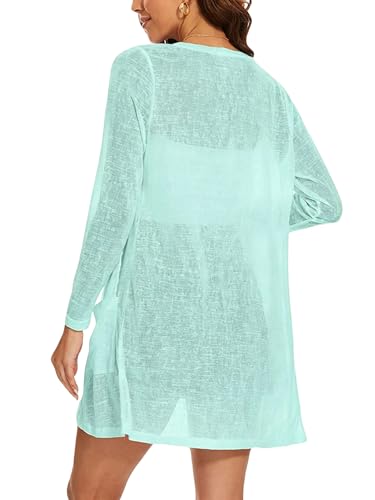 Image of Spicy Sandia Women's Lightweight Sheer Cardigans with Pockets Kimono Cover Up for Summer