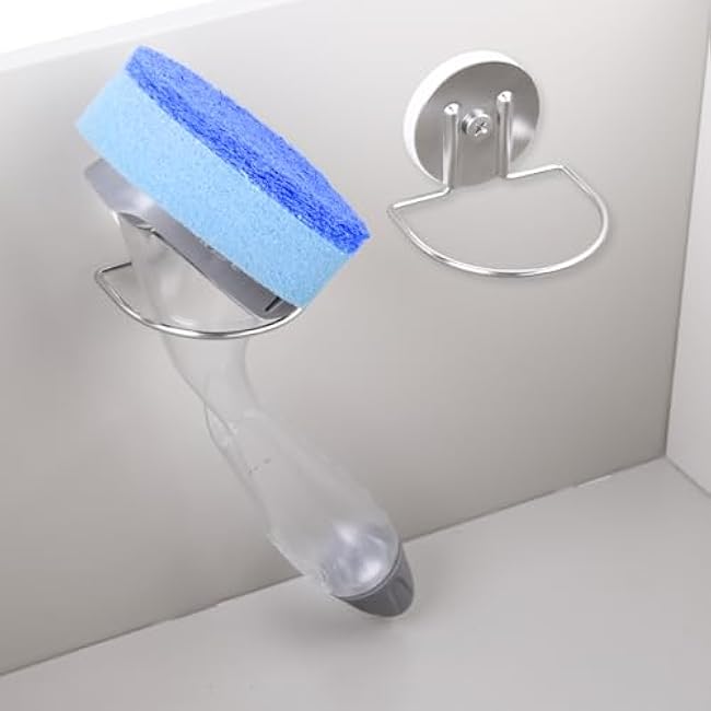 Magnetic Dish Wand Holder for Stainless Steel Kitchen Sink, Keep Sponge or Bristle Brush Neat in The Sink, SUS 304 Stainless Steel Dish Sponge Organizer, Silver 1 Pack