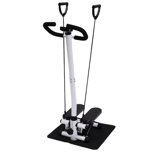 Mini Stepper für Zuhause 150kg Tragkraft, Fitness Stairmaster mit Echtzeit-Display, Widerstandsbändern, Verstellbare Höhe, Geräuscharm, Treppensteiger Fitnessgeräte für Zuhause, Büro
