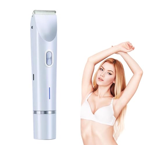 Afeitadora eléctrica para mujer de 2 en 1, de doble cabeza, impermeable, para uso en húmedo y seco, recortador de vello corporal y removedor de vello facial para axilas, piernas, brazos y cuerpo (Azul