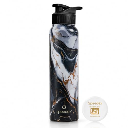 Image of Speedex Stainless Steel Printed Water Bottle 1 Ltr 1000 ml, BIS Approved, Leak Proof Sipper Cap Bottle for Office, School, Travel, Daily Use for Men, Women, Kids, Adults, Midnight Marble, Set of 1