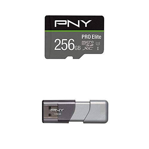 PNY U3 Pro Elite MicroSDXC Card - 256GB - (P-SDUX256U395PRO-GE) with PNY Turbo 128GB USB 3.0 Flash Drive - (P-FD128GTBOP-GE)