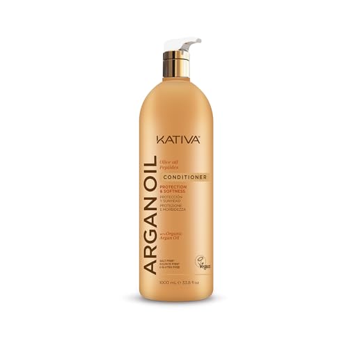 Kativa Argan Oil Acondicionador 1L | Acondicionador Pelo | Cabello Seco | Protección, Suavidad y Brillo | Aceite de Argán Orgánico