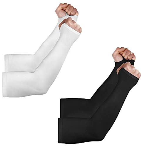Image of MIZUNA Sun Protection Arm Sleeves Hand gloves For Men & Women,Thumb Holes UPF 50 Arm Cover for Biking,Cricket,Cycling, Golf, Outdoor Sports
